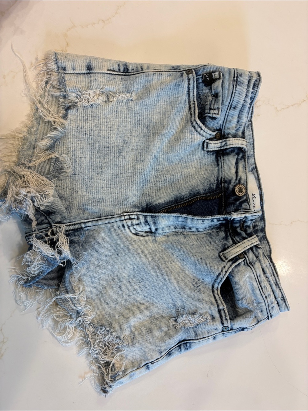 KanCan Light Blue Distressed Frayed Hem Denim Shorts